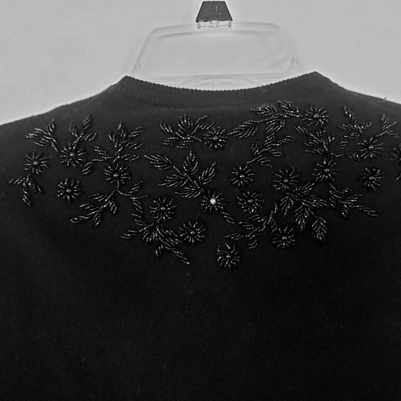 Vintage May Flower Arts Cashmere Angora Beaded Sweater SMALL - Picture 4 of 6